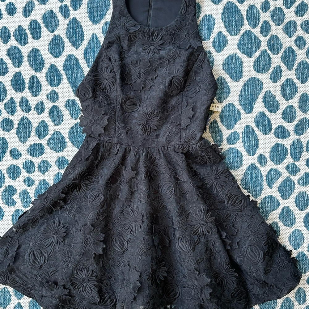 Alice + Olivia Tevin Floral Appliqué Racerback Dress